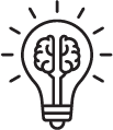 forward thinking icon with lightbulb thoughts